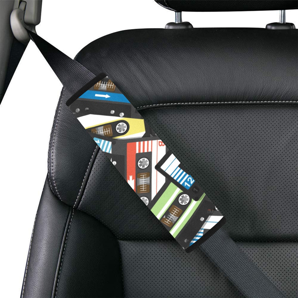 Cassette Tapes Car Seat Belt Cover 7''x10'' (Pack of 2) Car Seat Belt Cover 7x10 (Pack of 2) Music Printed Offshore Retro