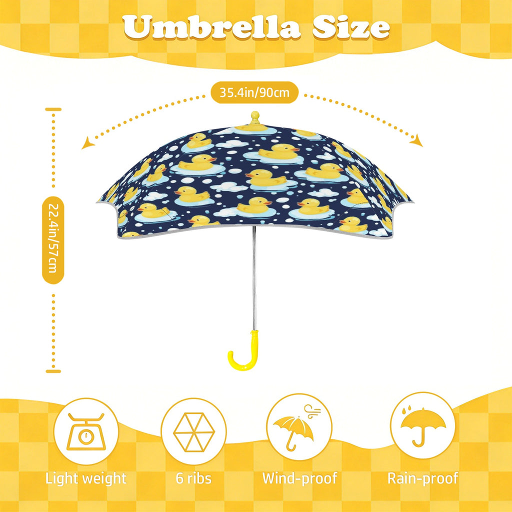 Rubber Ducks On Dark Kids Safe Round Corner Umbrella Kids Safe Round Corner Umbrella animal Printed Offshore