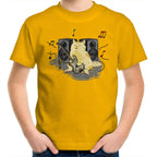 Cat Bass Player - Kids Youth T-Shirt Gold Kids Youth T-shirt animal Music Printed In Australia