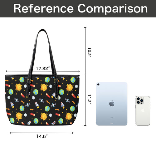 Busy Space - Leather Tote Bag-Large