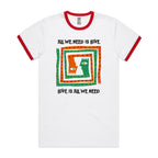 All We Need Is Love - Staple Ringer Tee White Red Ringer T-Shirt Love Printed In Australia