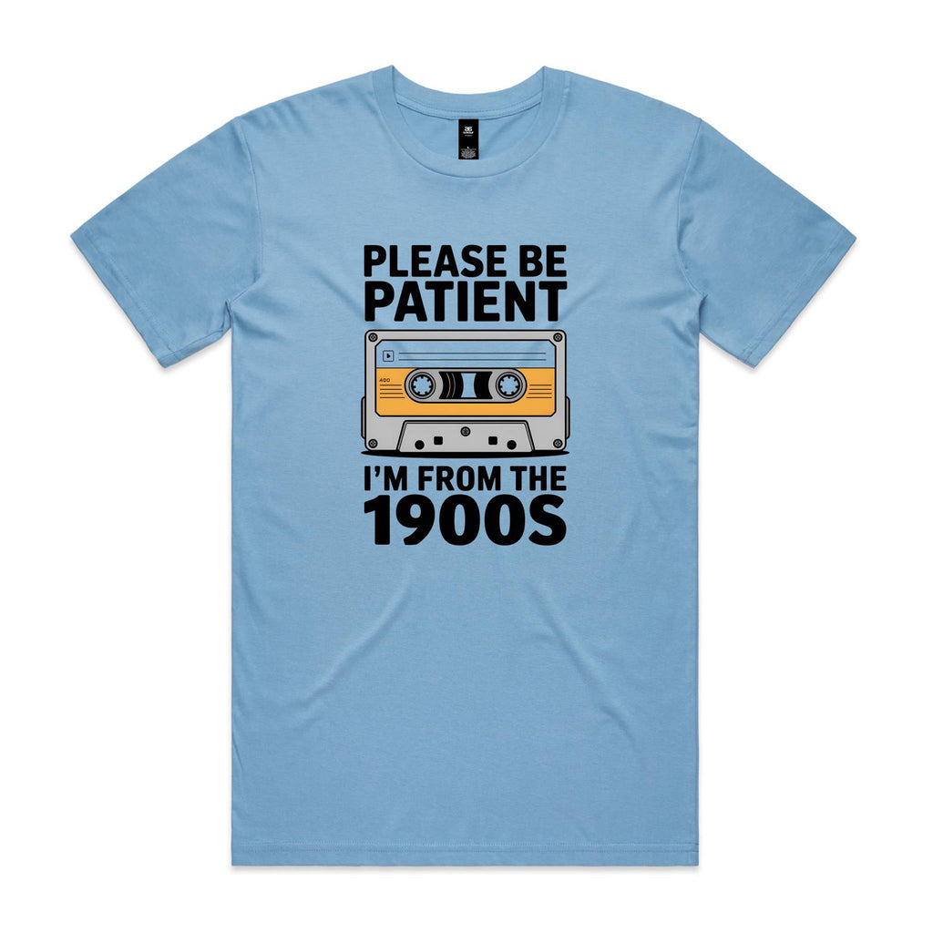 Please Be Patient, I'm From The 1900's Men's AS Colour T-shirt Carolina Blue Mens T-shirt Music Printed In Australia