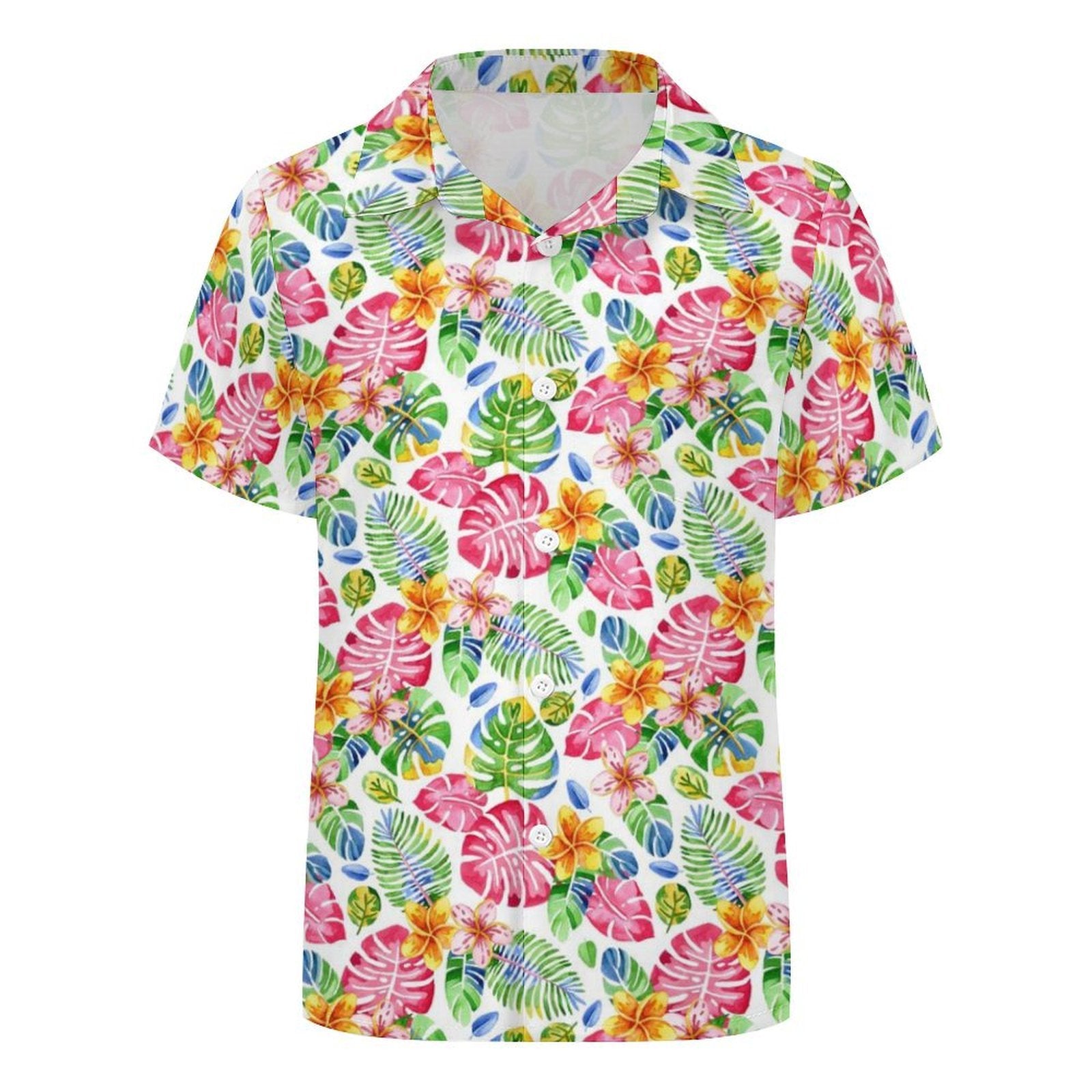 Bright Painted Tropical Kids Cotton Short Sleeve Shirt
