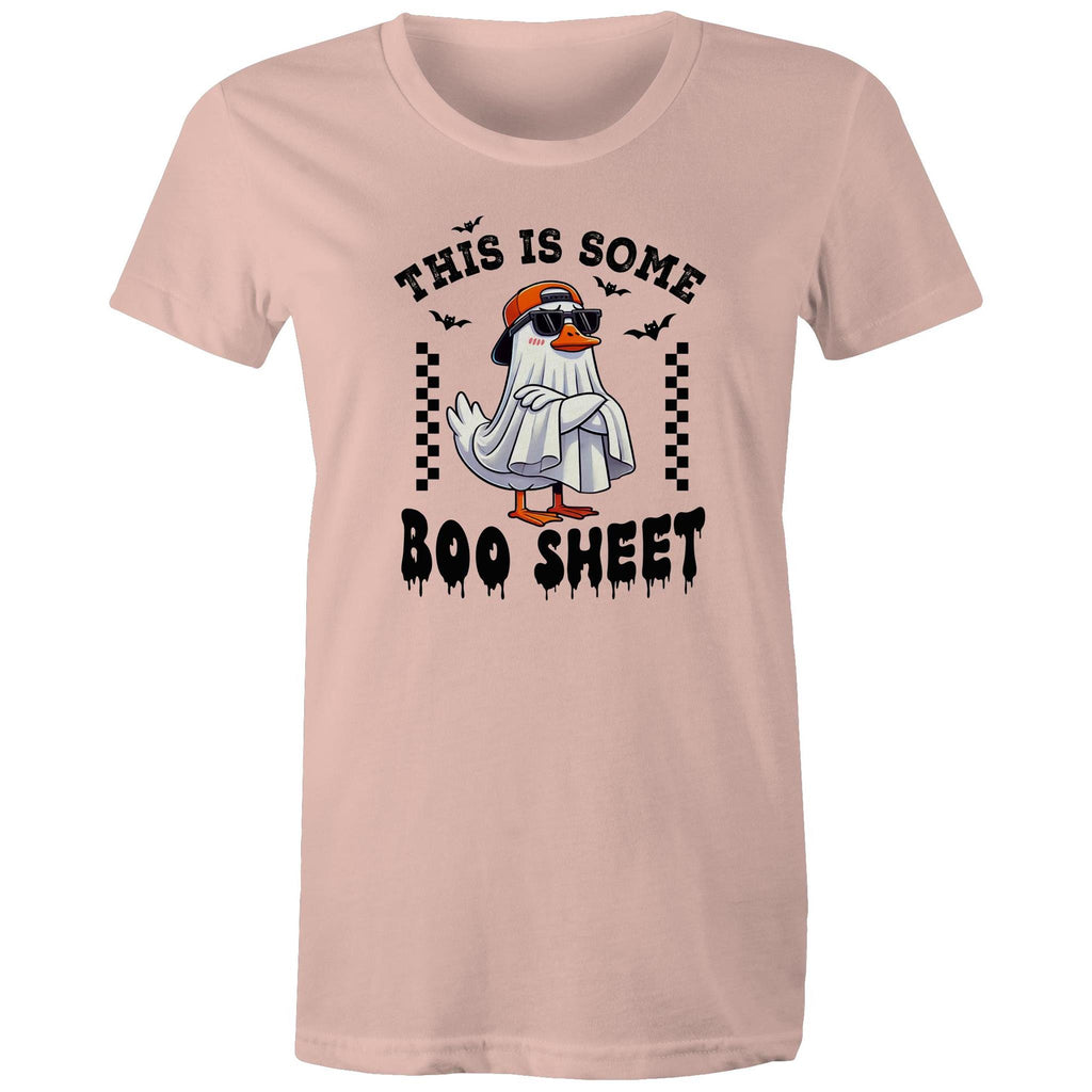 This Is Some Boo Sheet, Halloween - Womens T-shirt Pale Pink Womens T-shirt Halloween Printed In Australia