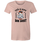 This Is Some Boo Sheet, Halloween - Womens T-shirt Pale Pink Womens T-shirt Halloween Printed In Australia