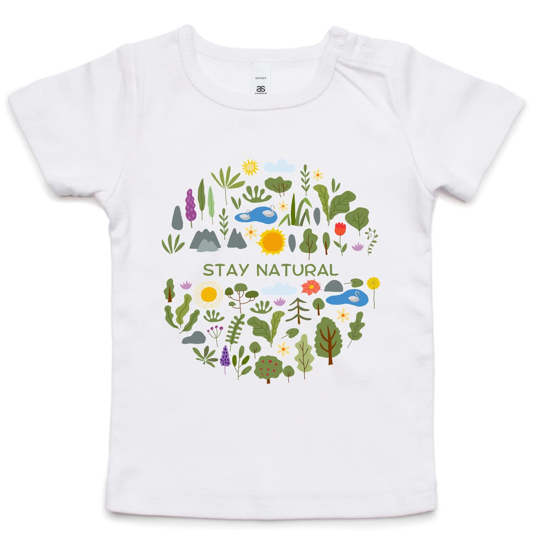 Stay Natural - Baby T-shirt White Baby T-shirt Plants Printed In Australia