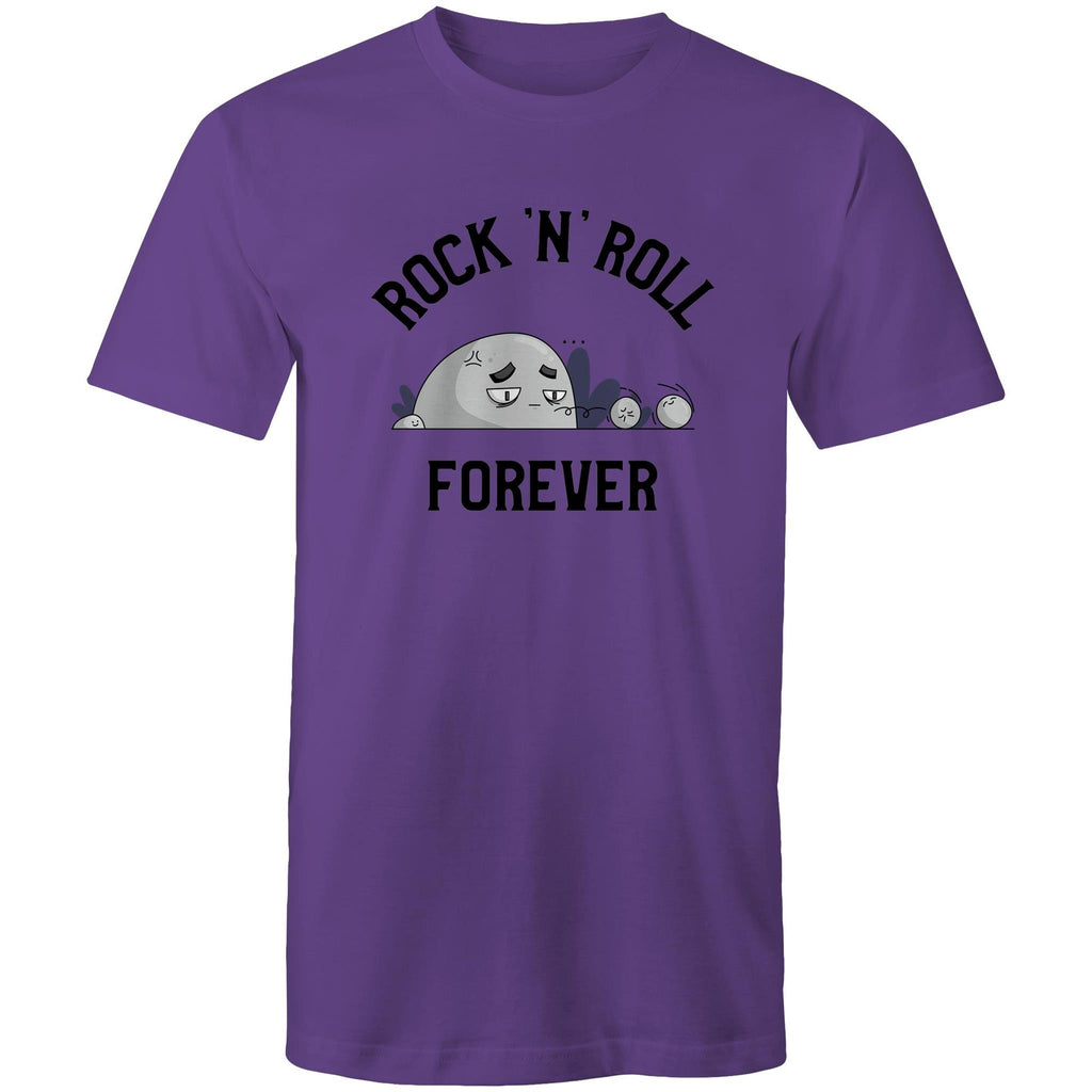 Rock And Roll Forever - Mens T-Shirt Purple Mens T-shirt Music Printed In Australia