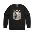Alien And Bigfoot Playing Guitar AS Colour Stencil Crew Sweatshirt Unisex Black Sweatshirt Music Printed In Australia Sci Fi