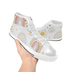 Pastel Rainbows - Kids High Top Canvas Shoes