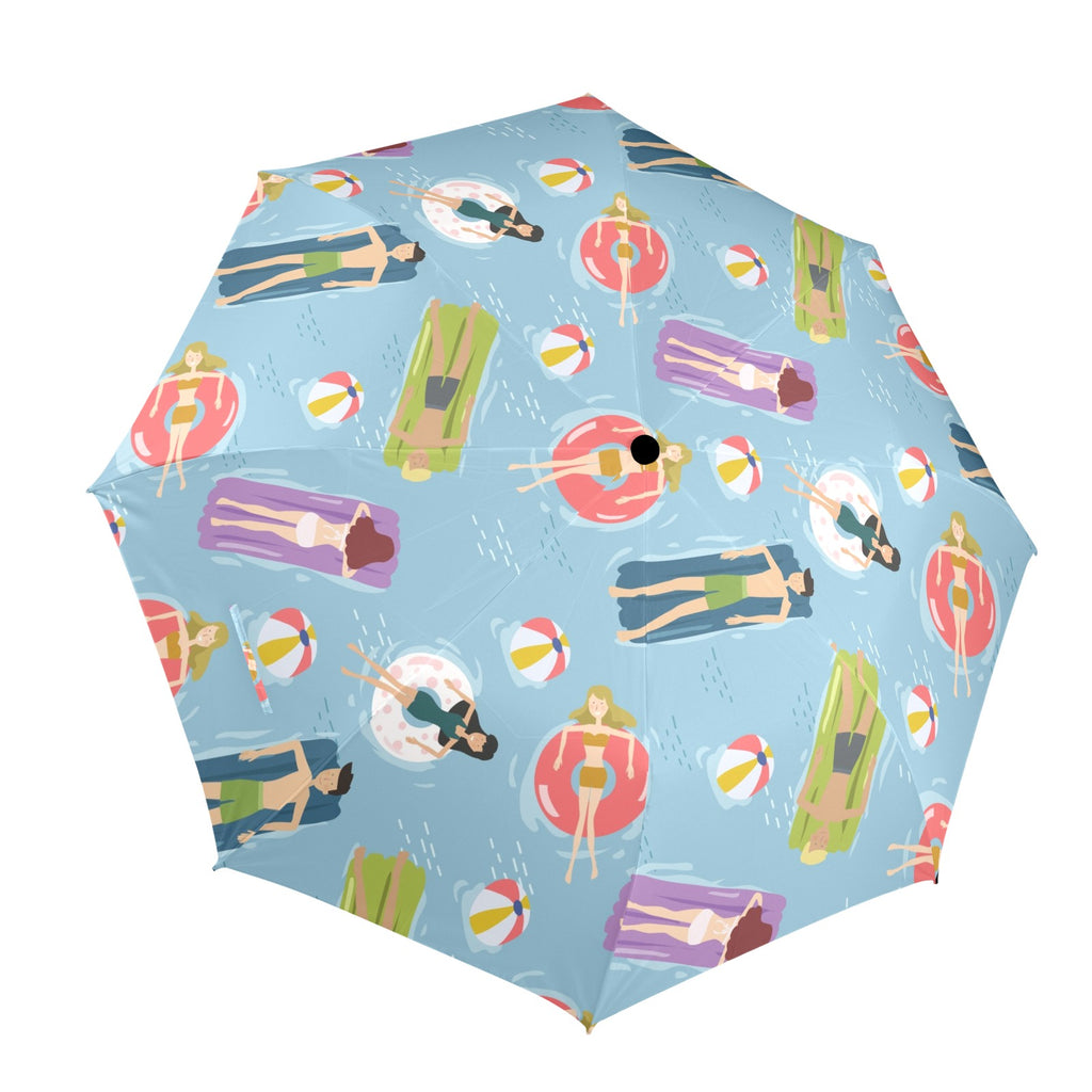 Beach Float - Semi-Automatic Foldable Umbrella (Model U12) One Size Semi-Automatic Foldable Umbrella (U12)