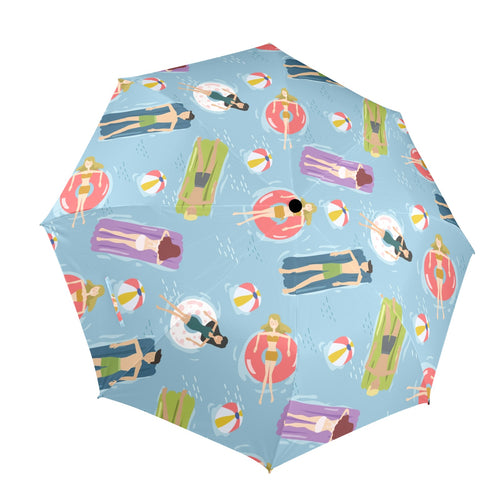 Beach Float - Semi-Automatic Foldable Umbrella (Model U12) One Size Semi-Automatic Foldable Umbrella (U12)