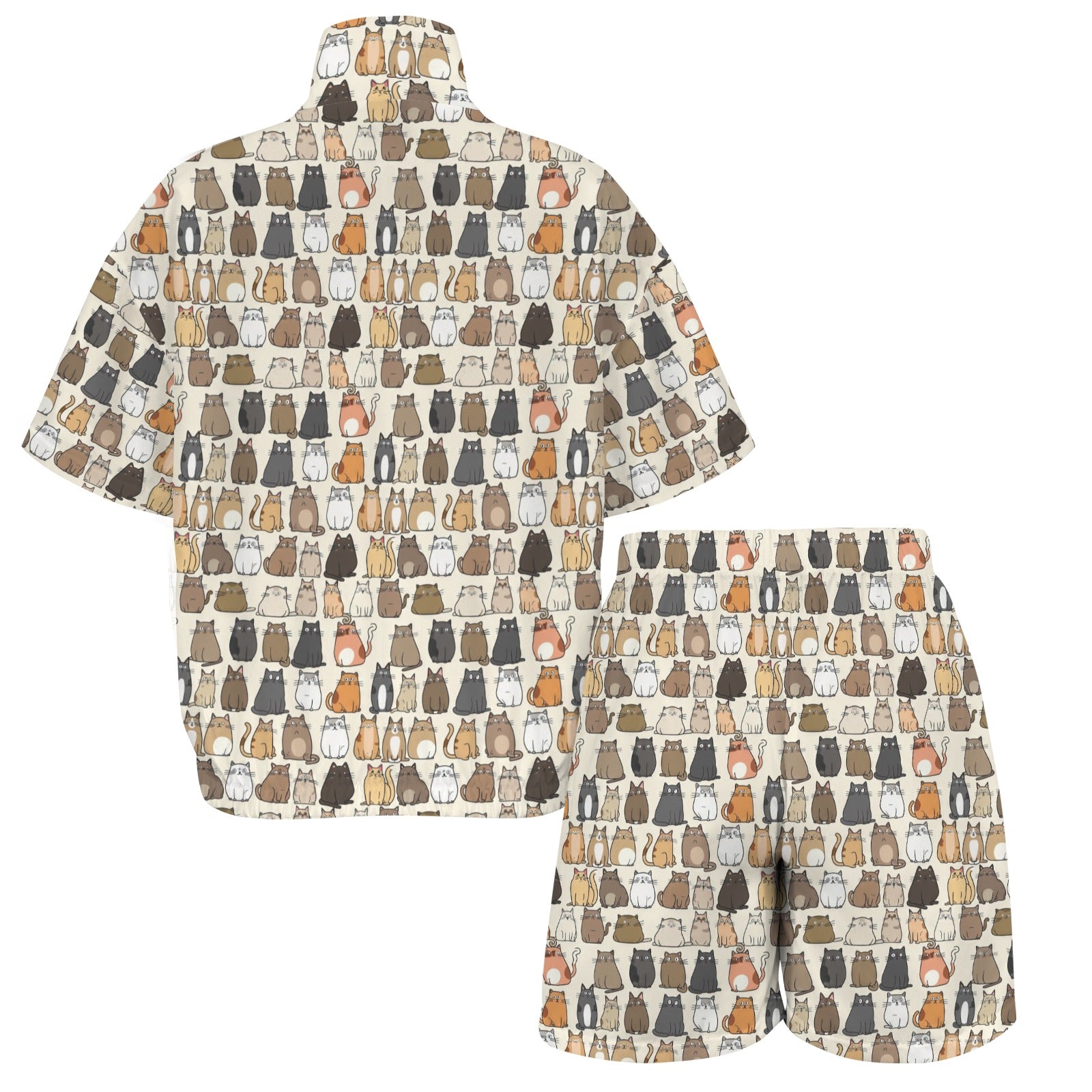 Lots Of Cats Women's Windbreaker Short Set Women's Windbreaker Short Set animal Printed Offshore