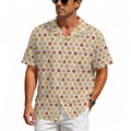 Round Pizzas On White Men's Crinkle Hawaiian Shirt