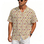 Round Pizzas On White Men's Crinkle Hawaiian Shirt
