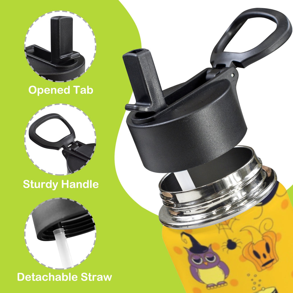 Halloween Owl 12oz Kids Water Bottle with Straw Lid