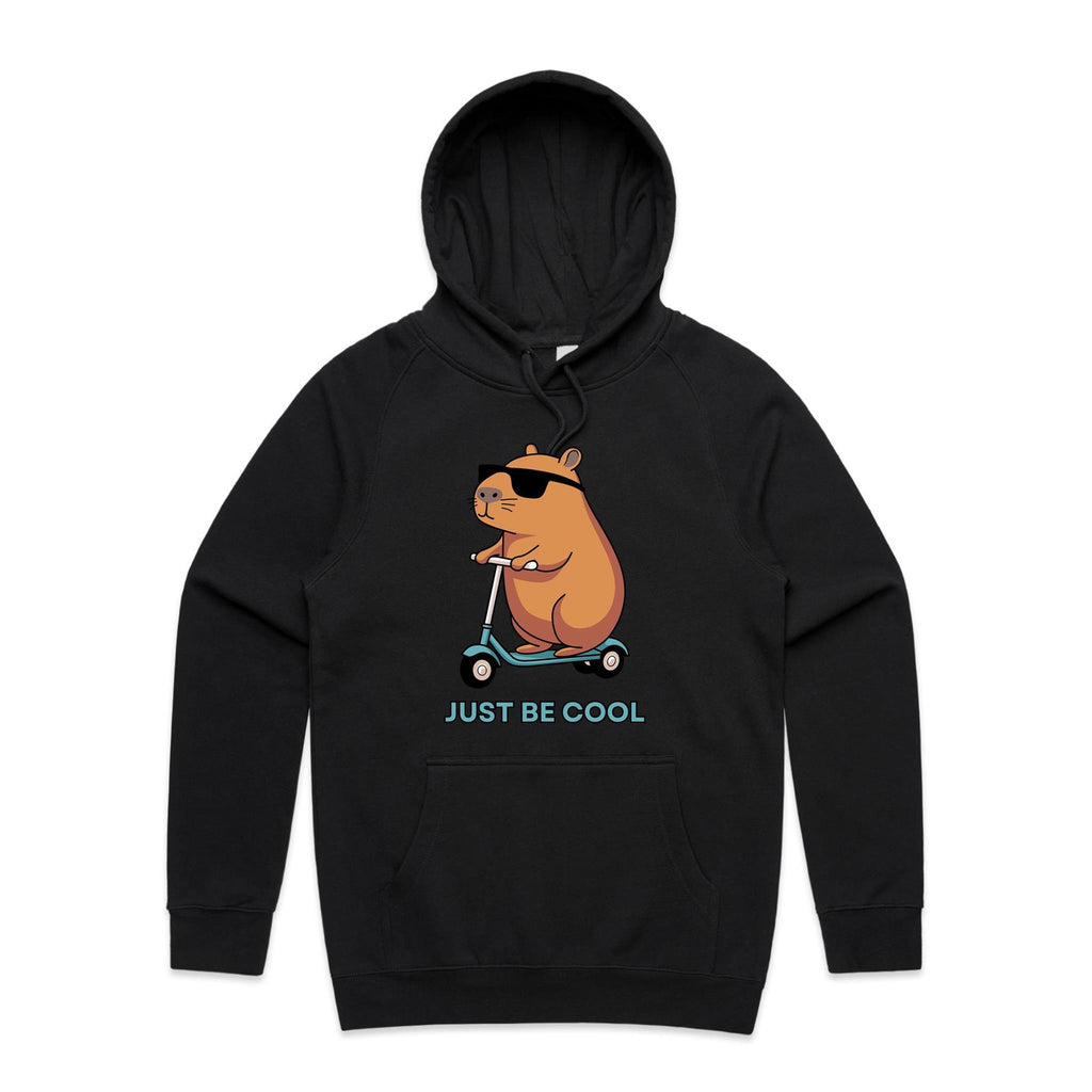 Just Be Cool, Capybara - Mens Hoodie Black Mens Hoodie animal Printed In Australia