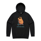 Just Be Cool, Capybara - Mens Hoodie Black Mens Hoodie animal Printed In Australia