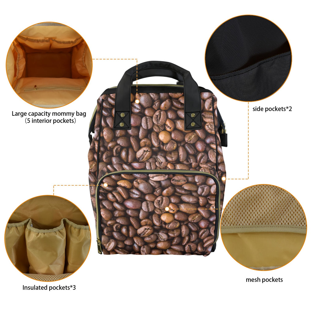 Coffee Beans - Multi-Function Backpack, Nappy / Diaper Bag