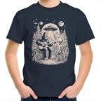 Alien And Bigfoot Playing Guitar - Kids Youth T-shirt Navy Kids Youth T-shirt Music Printed In Australia Sci Fi