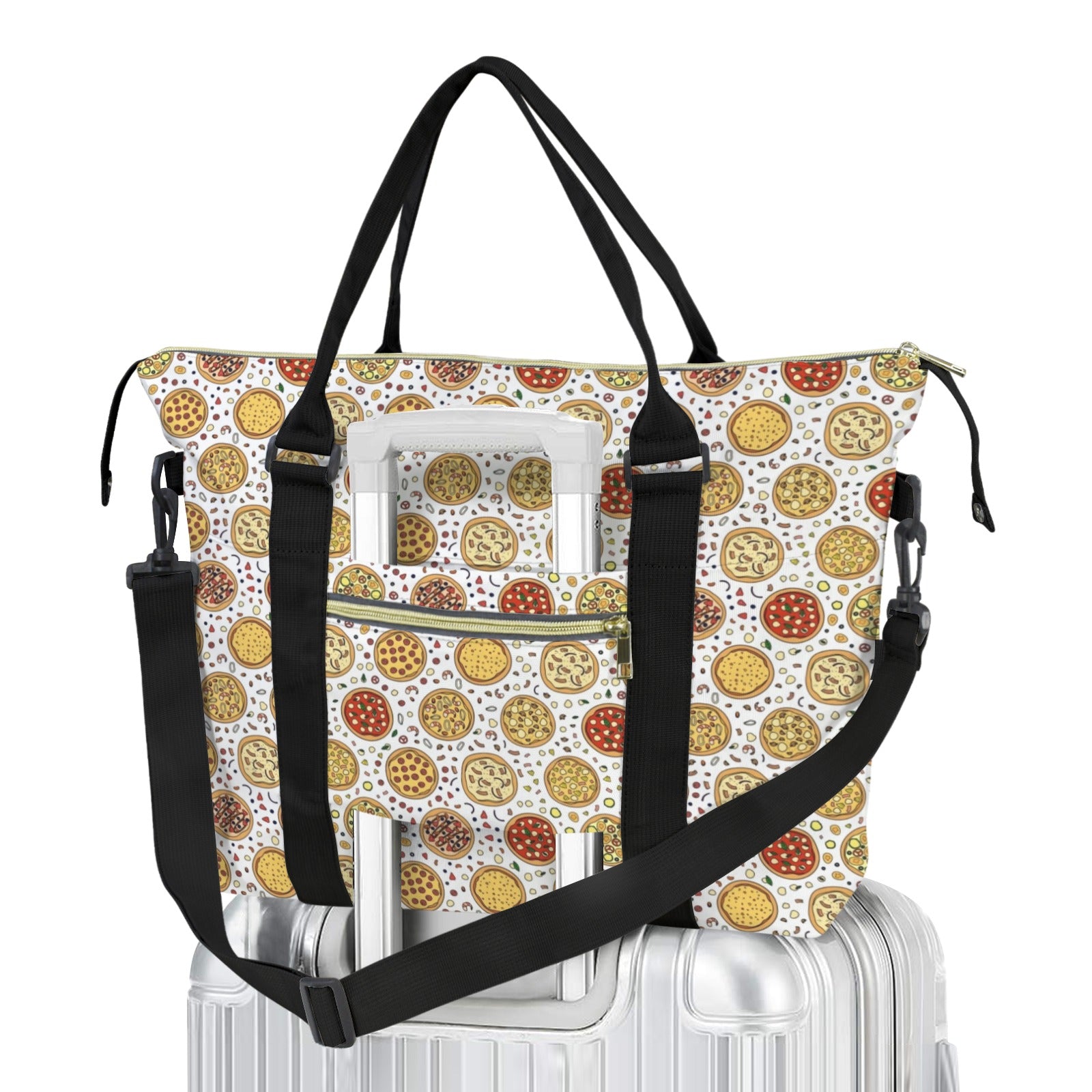 Round Pizzas On White Duffle Bag-Simple (Model 1715) One Size Duffle Bag-Simple (1715)