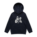 Alien Bigfoot Heart Hands - Kids Hoodie Navy Kids Hoodie Love Printed In Australia Sci Fi
