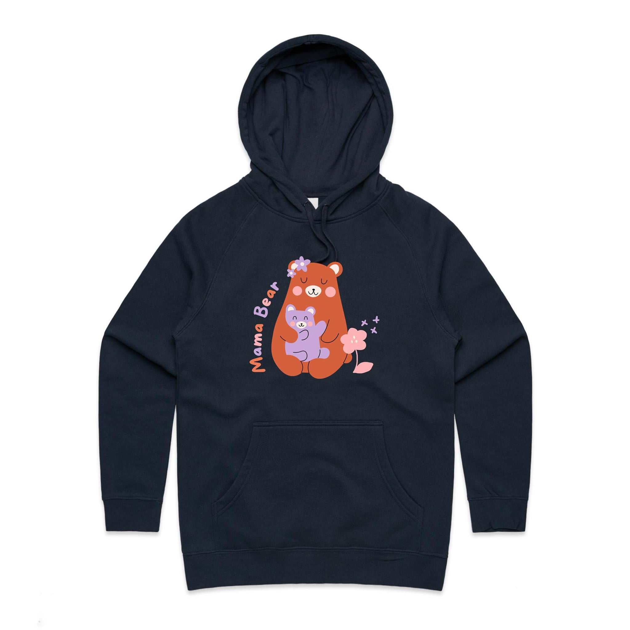 Mama Bear - Womens Hoodie Navy Womens Hoodie animal Mum Printed In Australia