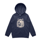 Alien And Bigfoot Playing Guitar - Kids Hoodie Midnight Blue Kids Hoodie Printed In Australia