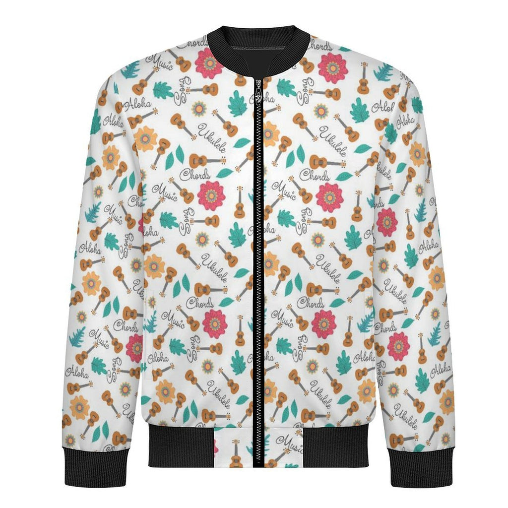 Ukulele Men's Casual Zip‑Up Bomber Jacket