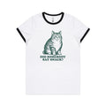 Cat, Did Somebody Say Snack? Women's AS Colour Ringer Tee White Black Womens Ringer T-shirt animal Food Printed In Australia