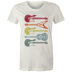 Retro Guitars - Womens T-shirt Natural Womens T-shirt Music Printed In Australia