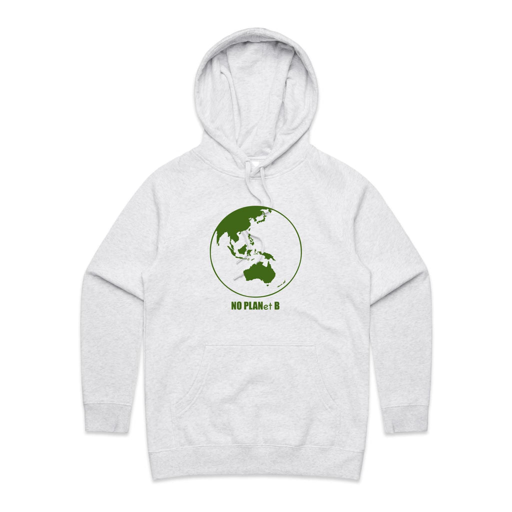 No Planet B - Womens Hoodie White Marle Womens Hoodie Environment Printed In Australia
