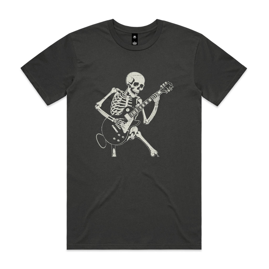 Skeleton Playing Guitar Men's AS Colour T-shirt Coal Mens T-shirt Music Printed In Australia