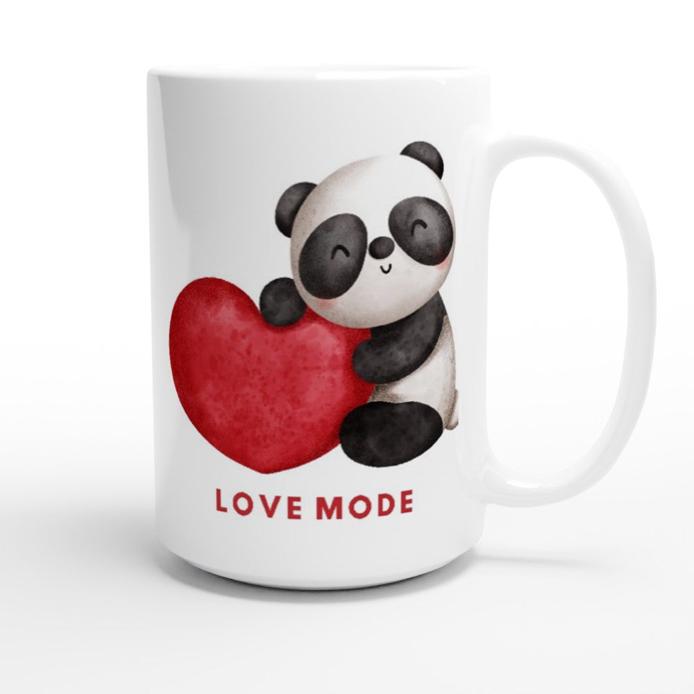 Panda, Love Mode - White 15oz Ceramic Mug 15oz Mug animal Globally Fulfilled Love
