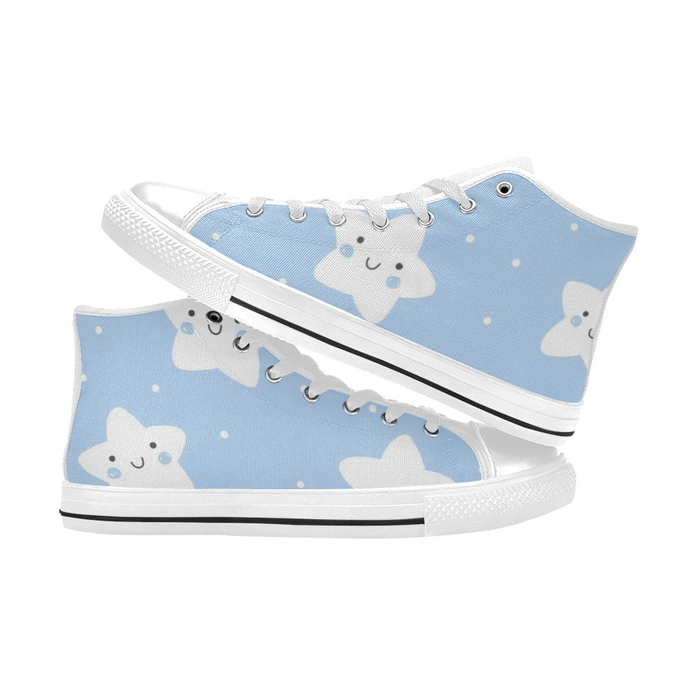 Happy Stars - Kids High Top Canvas Shoes