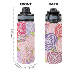Abstract Roses - Insulated Water Bottle with Dual-Use Lid (18oz) Insulated Water Bottle with Dual-Use Lid (18oz) Plants Printed Offshore