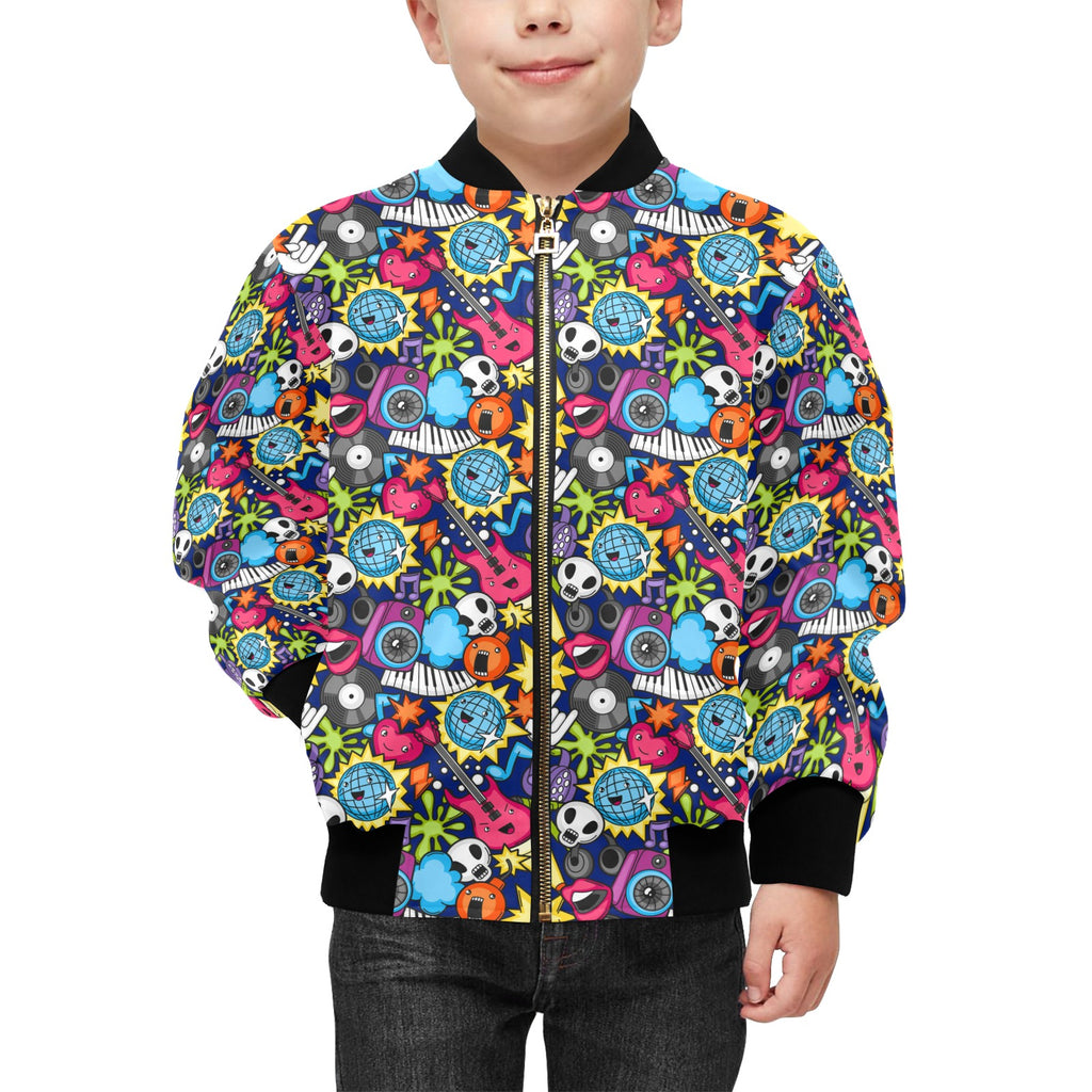 Sticker Music Kids Bomber Jacket Kids Bomber Jacket Music Printed Offshore