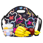 Abstract Floral Neoprene Lunch Bag/Large (Model 1669) Neoprene Lunch Bag Plants Printed Offshore