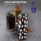 Cute Animal Ice Blocks - 20oz Tall Skinny Tumbler with Lid and Straw