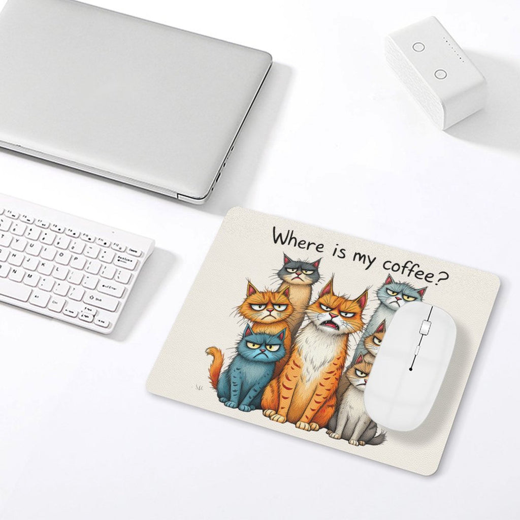 Where Is My Coffee, Cats Leather Mouse Pad Leather Mouse Pad animal Coffee Printed Offshore