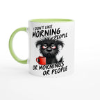 I Don't Like Morning People, Dog - White 11oz Ceramic Mug with Colour Inside Ceramic Green Colour 11oz Mug animal Globally Fulfilled
