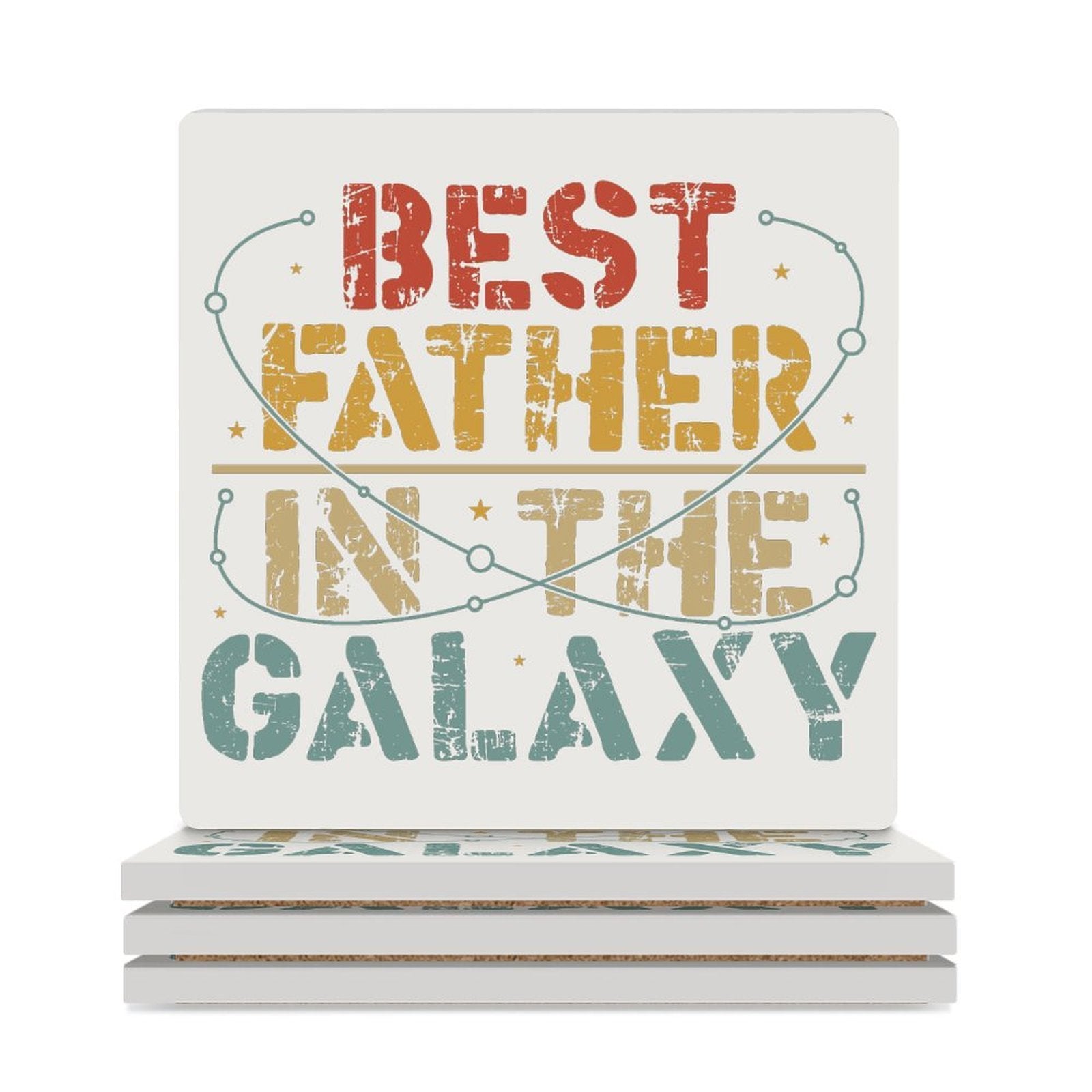 Best Father In The Galaxy Ceramic Coasters (Square) white Ceramic Coasters Dad Printed Offshore