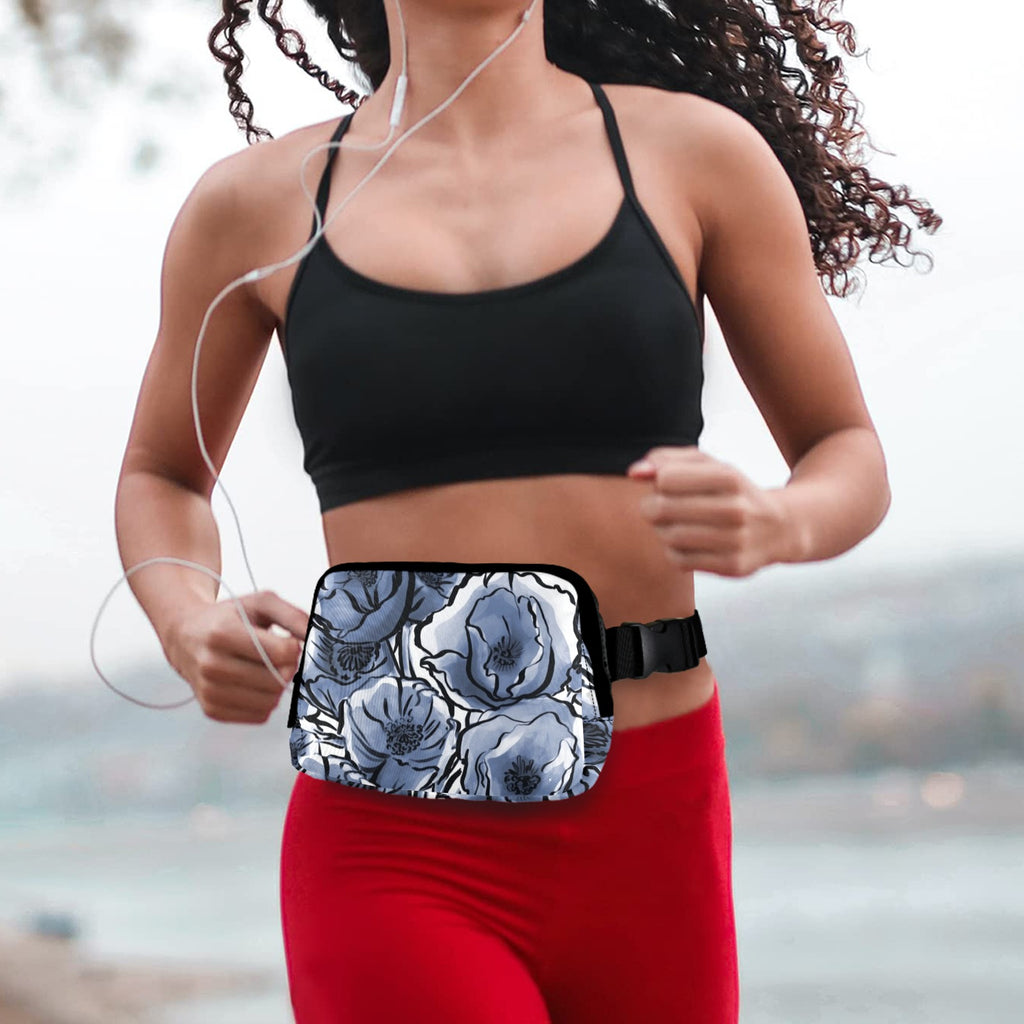 Blue And White Floral - Belt Bag