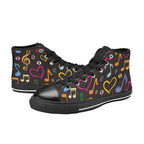 Music Notes - Women's High Top Canvas Shoes