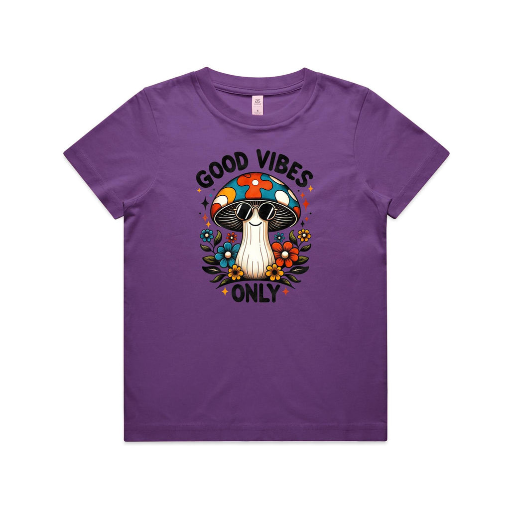 Good Vibes Only, Hippie Mushroom With Sunglasses - Kids T-shirt