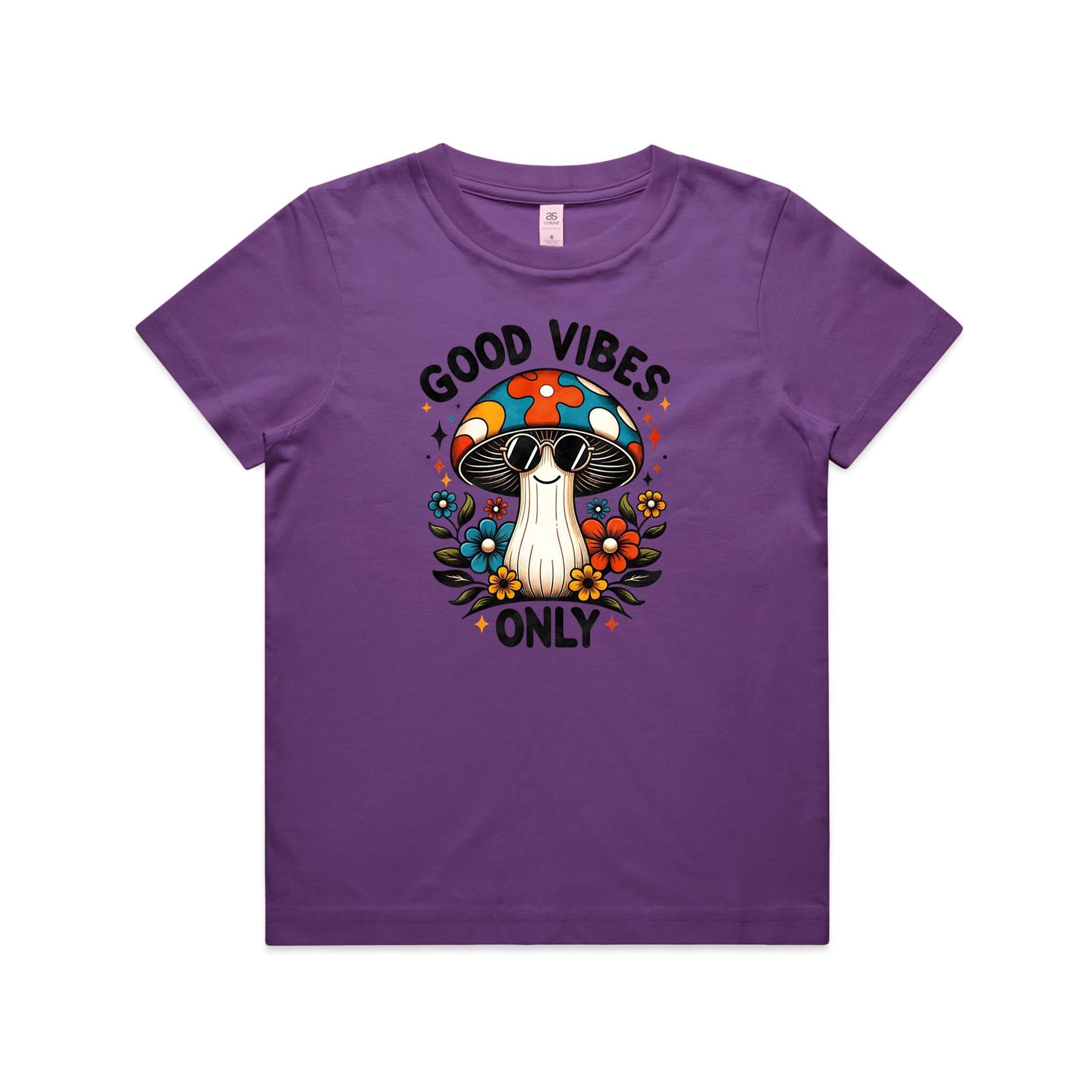 Good Vibes Only, Hippie Mushroom With Sunglasses - Kids T-shirt