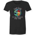 Save Earth, It's The Only Planet With Cake - Womens T-shirt Black Womens T-shirt Environment Food Printed In Australia