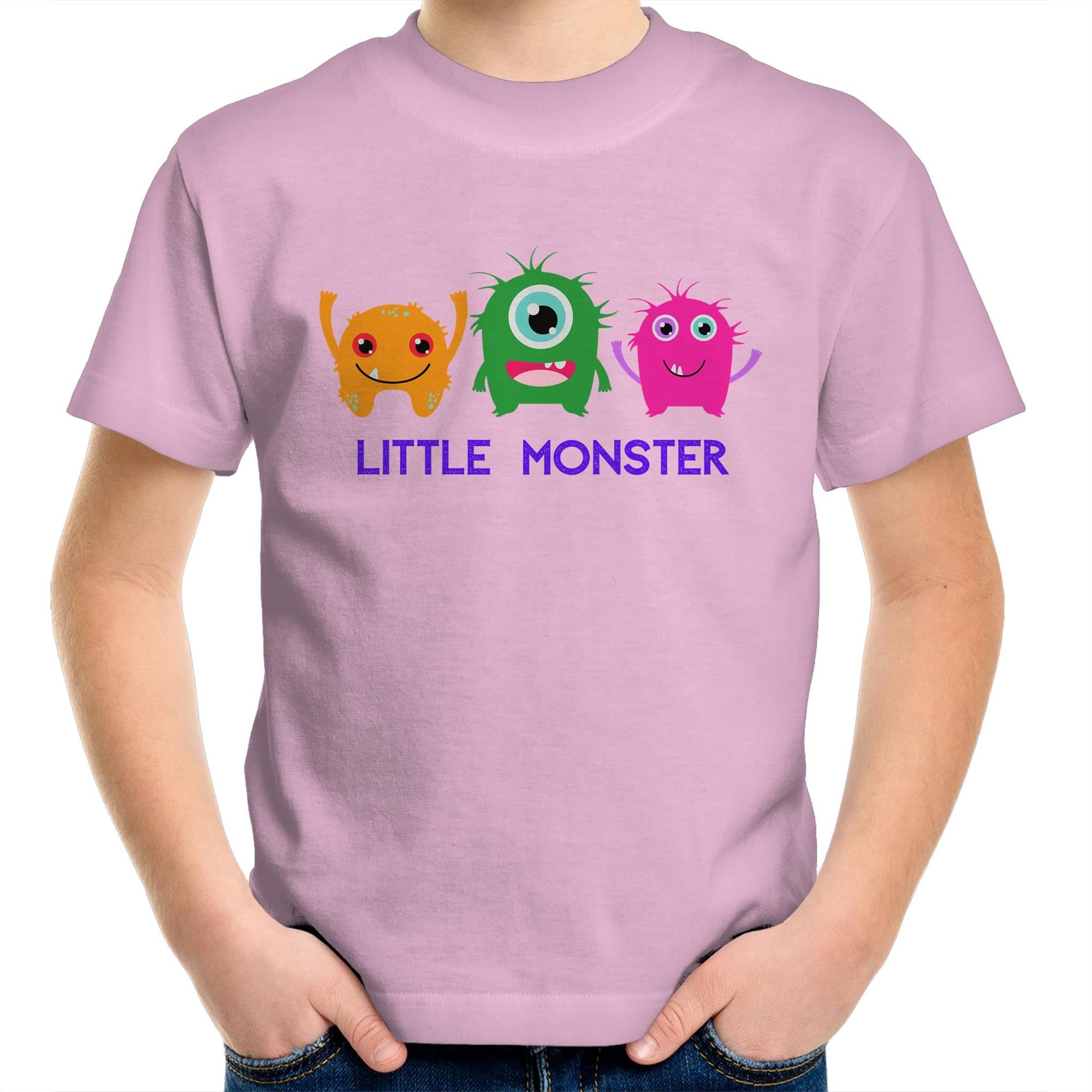Little Monster - Kids Youth T-Shirt Pink Kids Youth T-shirt Printed In Australia Sci Fi