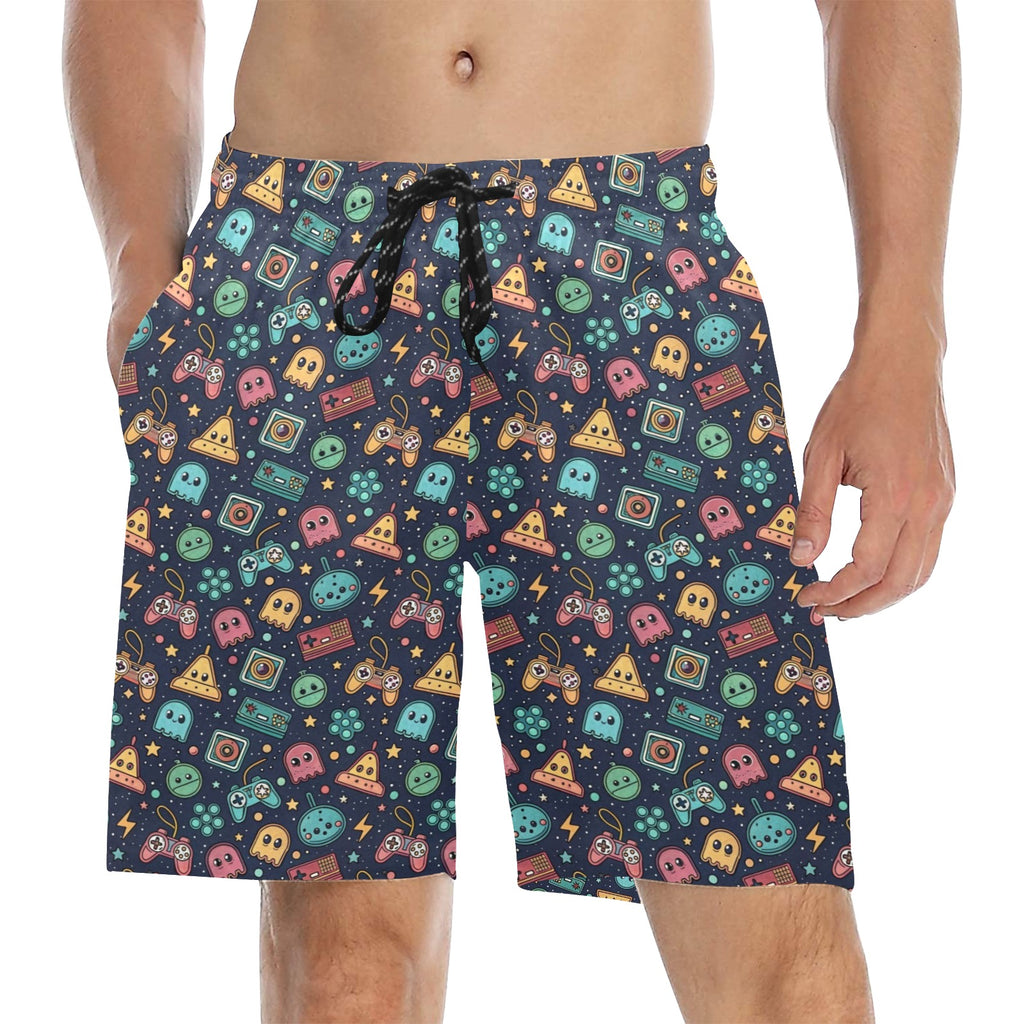 Video Game Men's Mid-Length Beach Shorts 5XL Men's Mid-Length Beach Shorts Games Printed Offshore Retro
