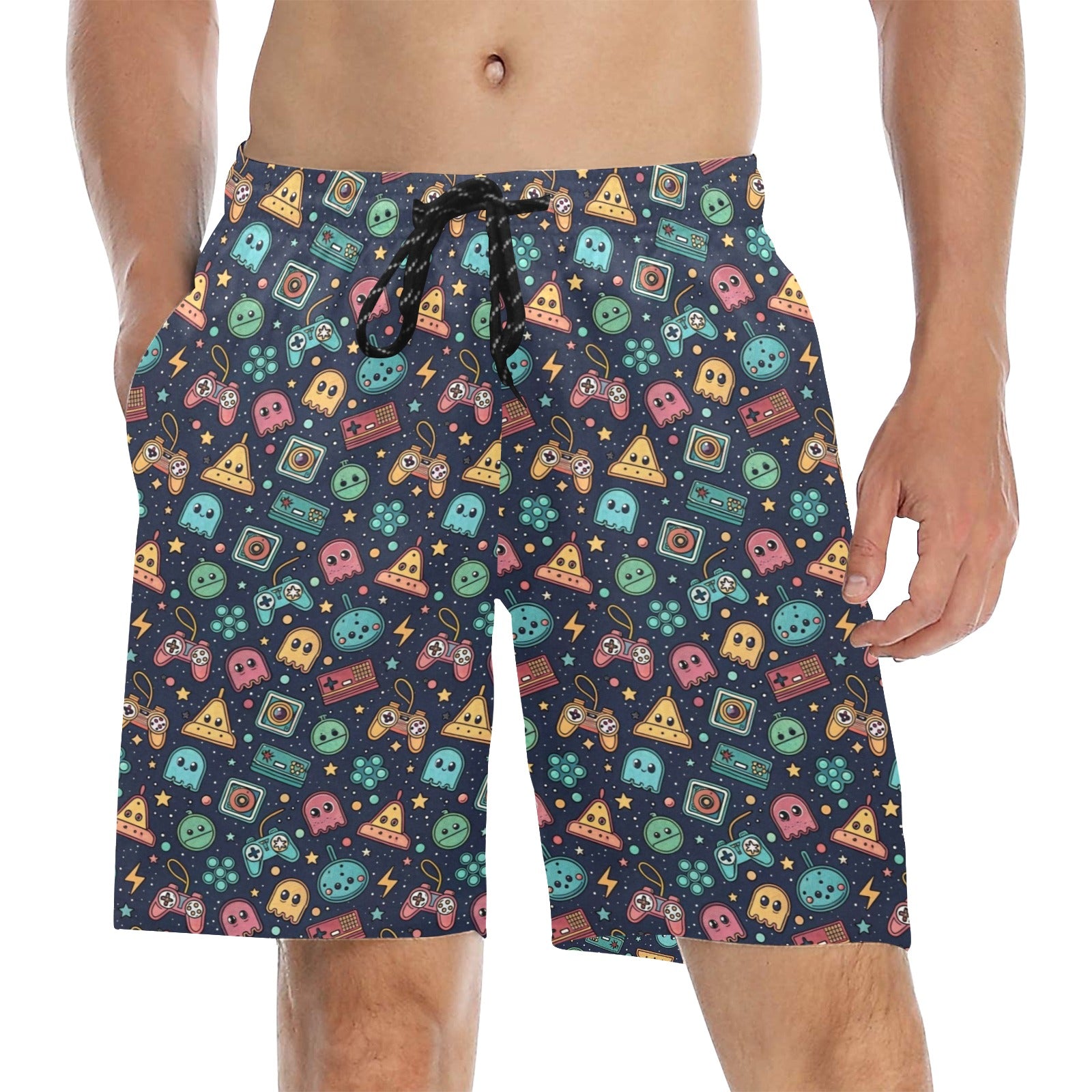 Video Game Men's Mid-Length Beach Shorts 5XL Men's Mid-Length Beach Shorts Games Printed Offshore Retro