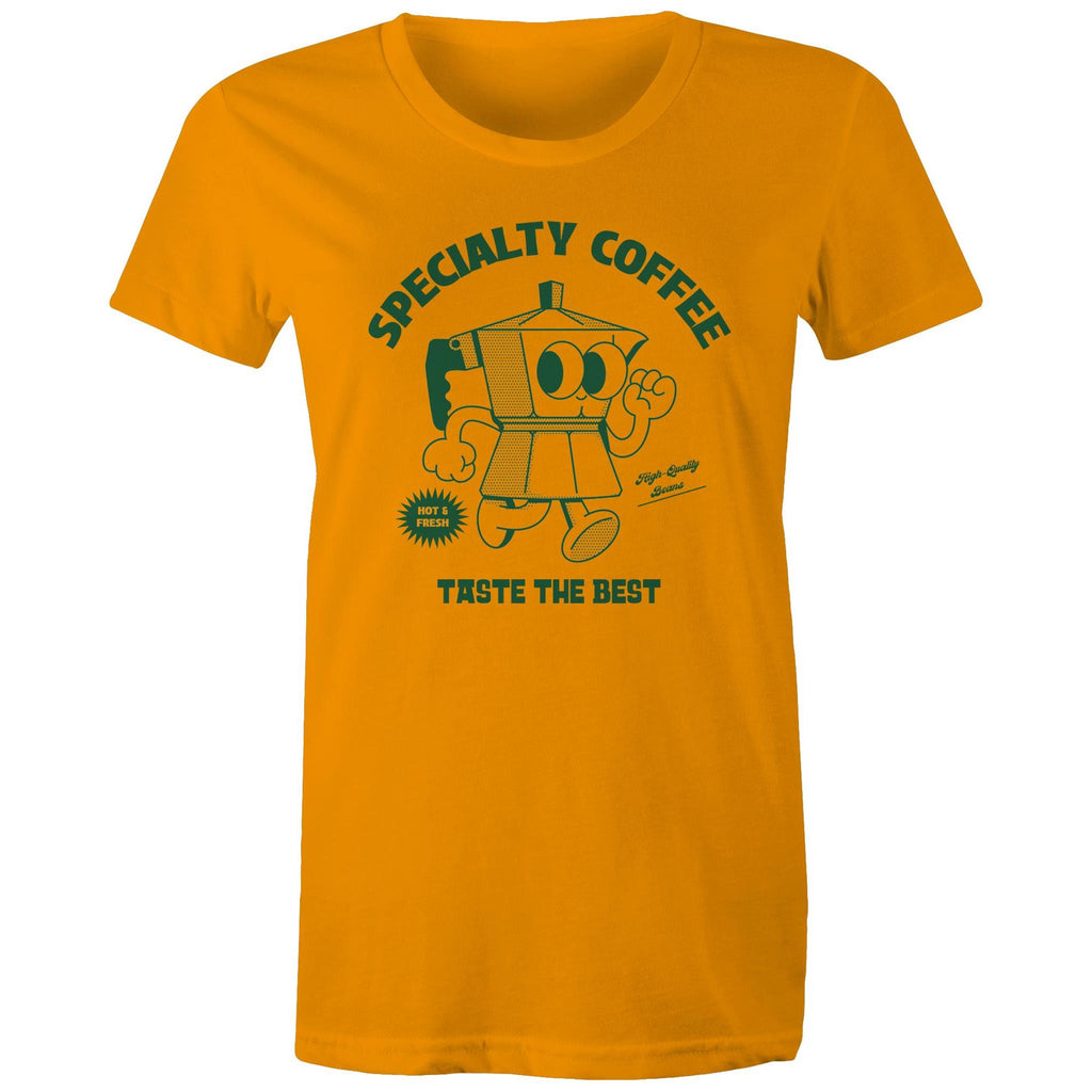 Specialty Coffee - Womens T-shirt Orange Womens T-shirt Coffee Printed In Australia